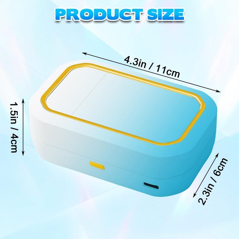 Casbomy Contact Lens Clean Machine, Portable Ultrasonic Contact Lens Cleaner with 4 Timing Modes, 360° High-Frequency Vibration for Cleaning Soft Lenses, Colored Contact Lenses (White to Blue) - Image 4